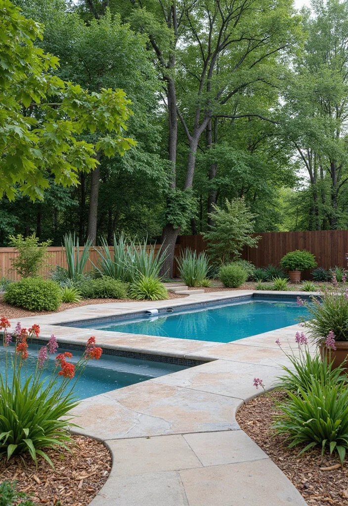 12 Patio Around Pool Ideas for a Clean Relaxing Finish - 1. Native Plant Paradise