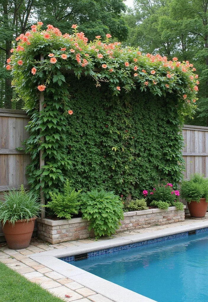 12 Patio Around Pool Ideas for a Clean Relaxing Finish - 6. Vertical Gardens