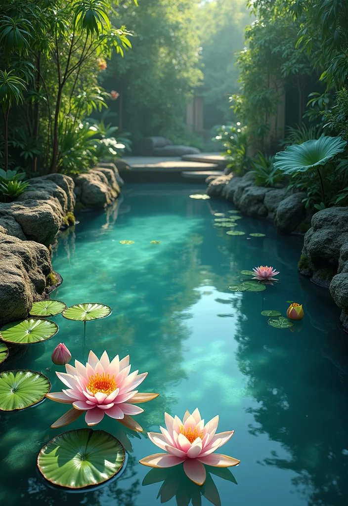 12 Patio Around Pool Ideas for a Clean Relaxing Finish - 9. Aquatic Plants