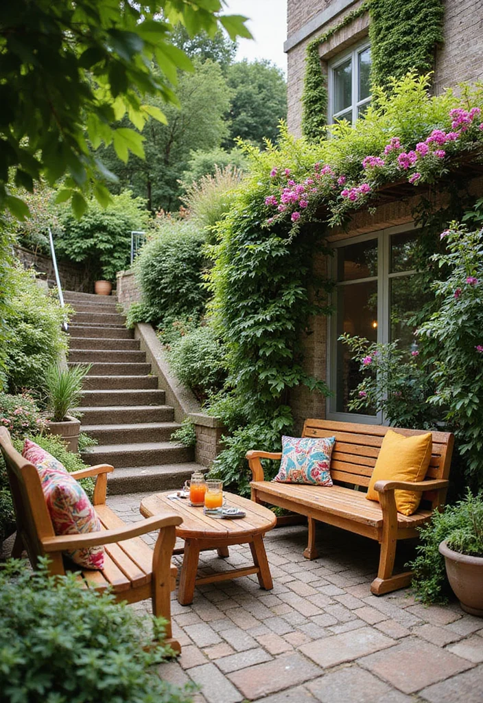 12 Sloped Front Yard Landscaping Ideas for Better Curb Appeal - 10. Outdoor Seating Areas