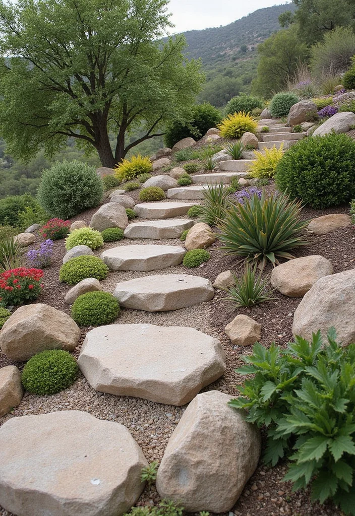 12 Sloped Front Yard Landscaping Ideas for Better Curb Appeal - 3. Rock Gardens