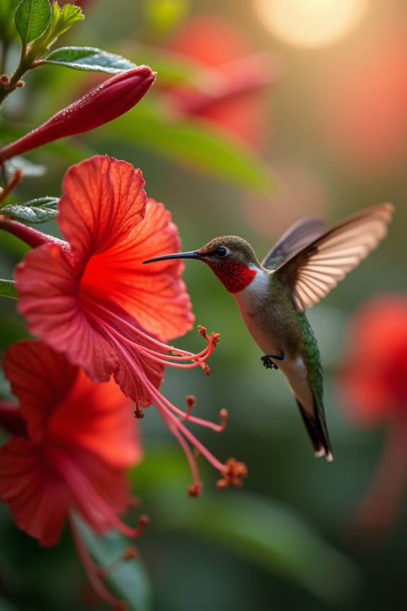 blooming red nectar stop for hummingbirds