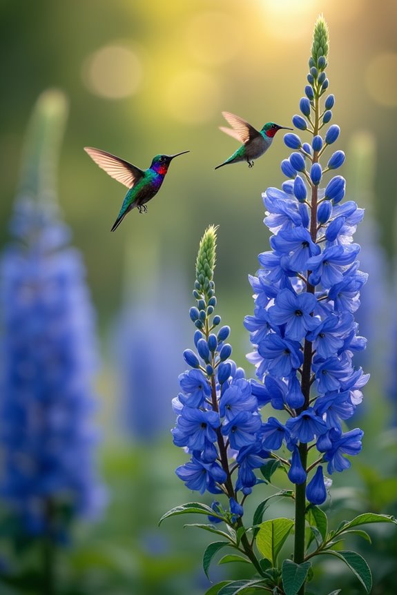 delphinium draws hummingbirds all summer