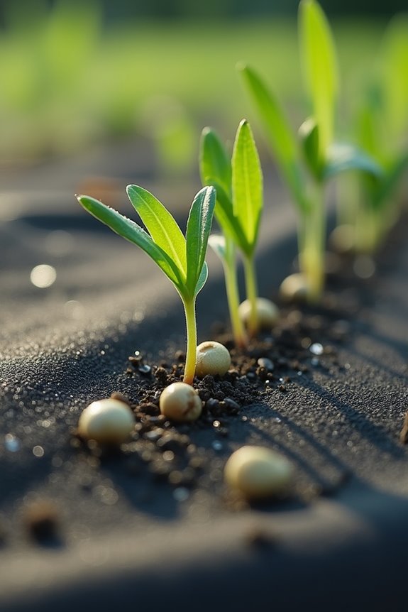 Will Landscape Fabric Kill Weeds? 3 weed seeds cling to fabric