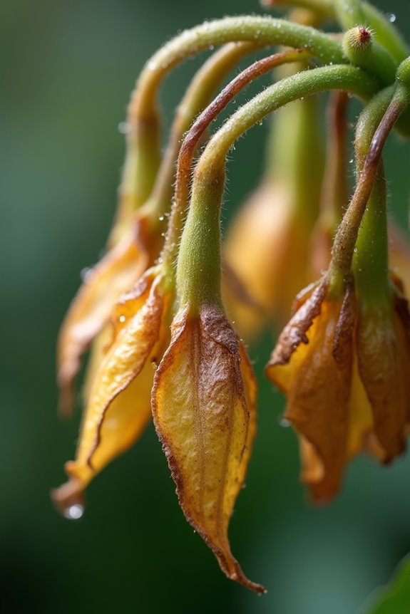 wilting browning limp stems indicate distress